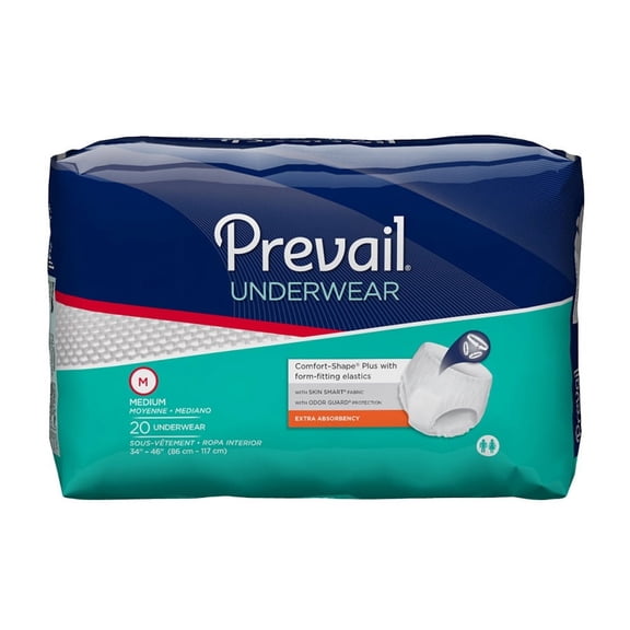 Prevail Extra Adult Absorbent Underwear Pull On Disposable Moderate Absorbency Medium 34-46 Inch, 2 Packs of 20