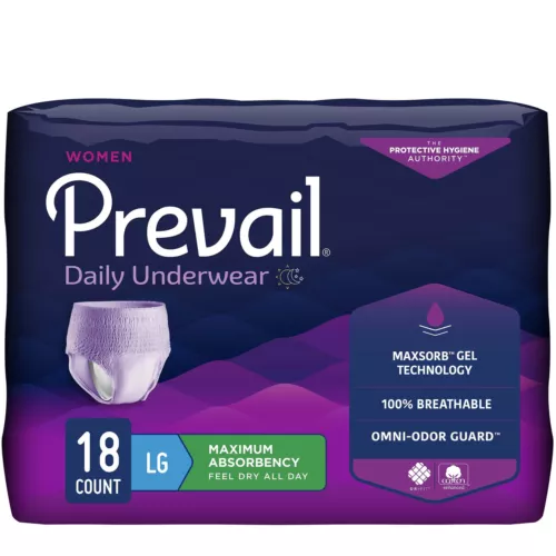 Prevail For Women Daily Disposable Underwear Female Large Maximum 18 Ct