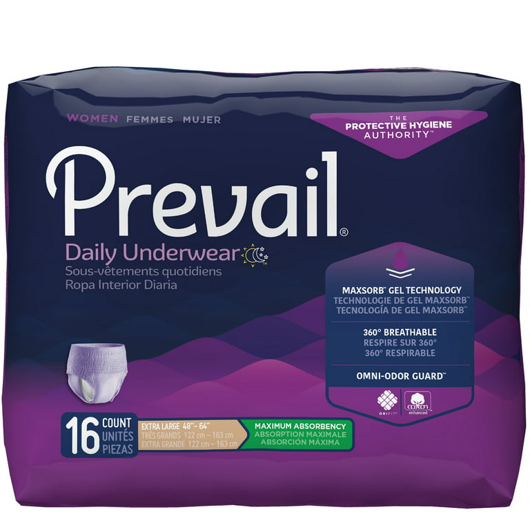 Prevail For Women Daily Disposable Underwear Female X-Large, Maximum, 16 Ct
