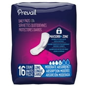 Prevail Incontinence Bladder Control Pads, Long, Moderate Absorbency, Pack of 16