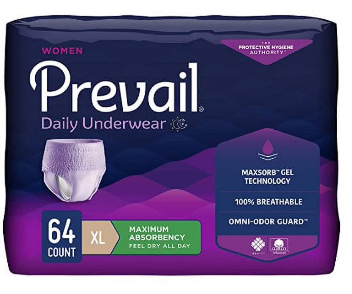 Prevail Incontinence Protective Underwear for Women, Maximum Absorbency, X-Large, 64 Count