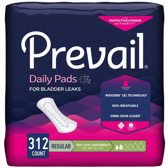 Prevail Incontinent Pad 7.5" Length Pant Liner PV-926, Very Light