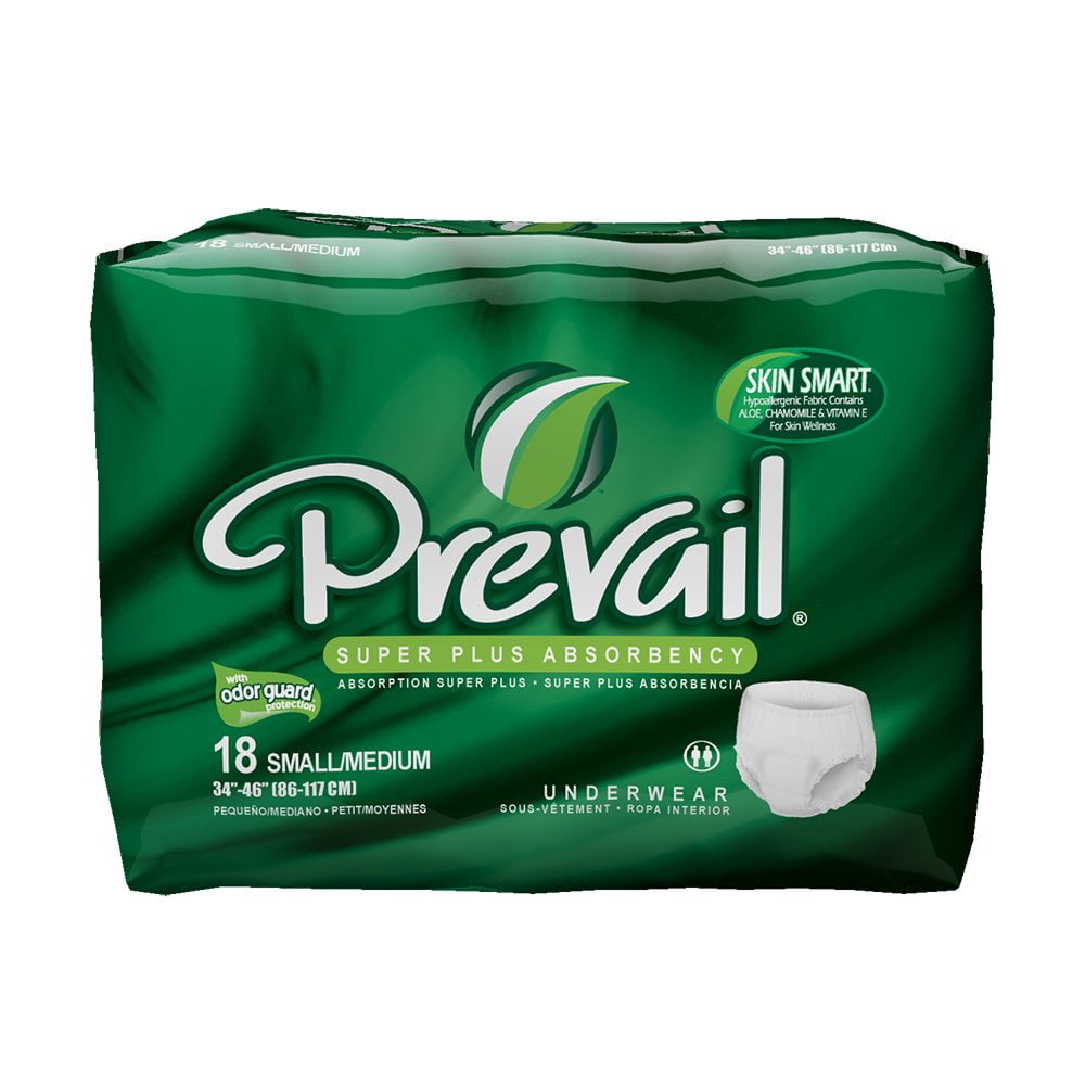 Prevail Maximum Absorbency Incontinence Underwear, Small/Medium, 18