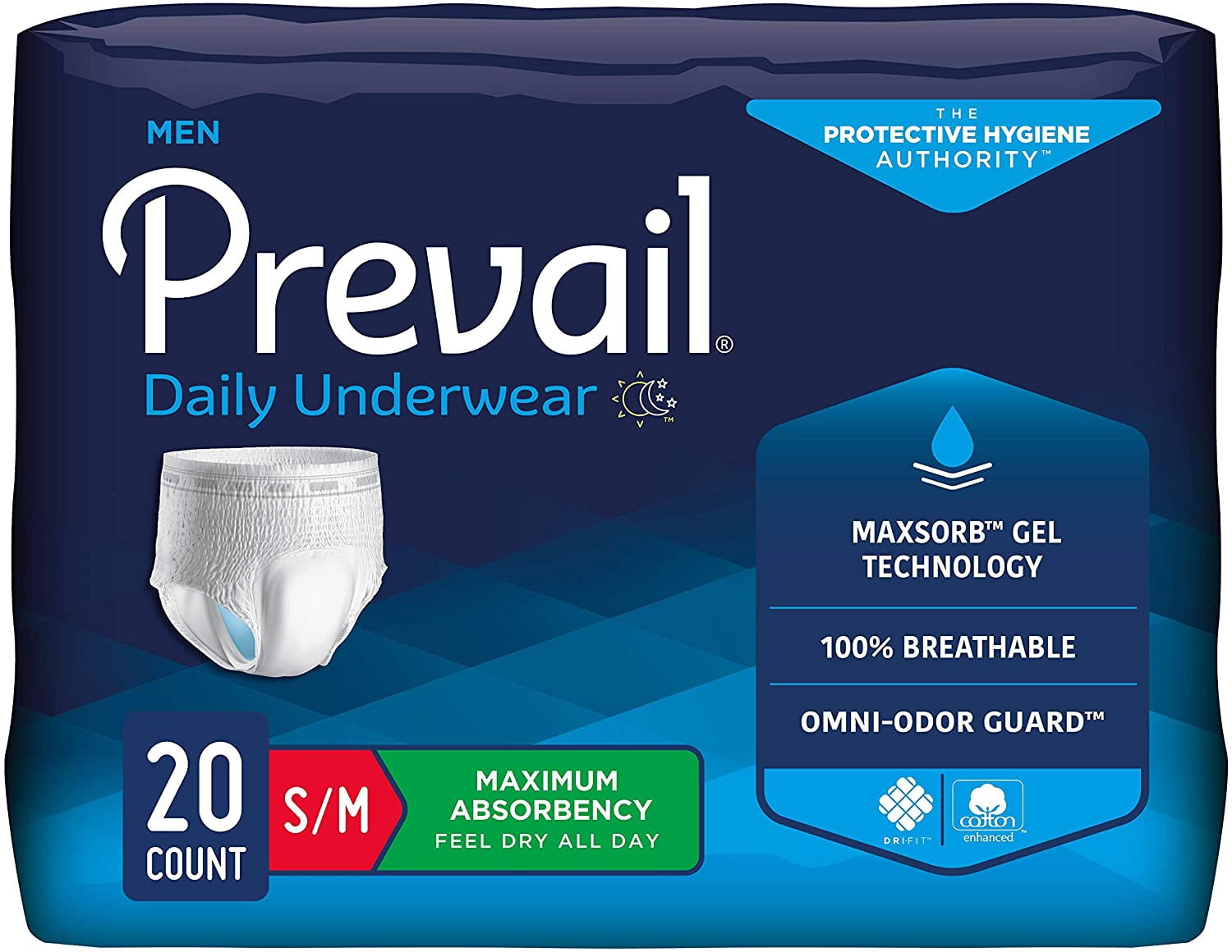 Prevail Maximum Absorbency Incontinence Underwear for Men, Small/Medium ...
