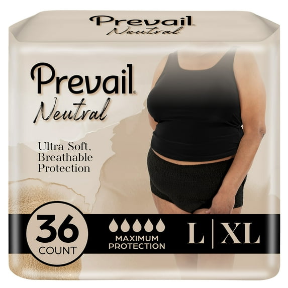 Prevail Neutral Incontinence Daily Underwear for Women | High Rise | Maximum Absorbency | Size Large/XLarge | 36 Count