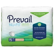 Prevail Nu-Fit Daily Briefs, Incontinence, Disposable, Maximum Absorbency, XL, 15 Count, 4 Packs, 60 Total