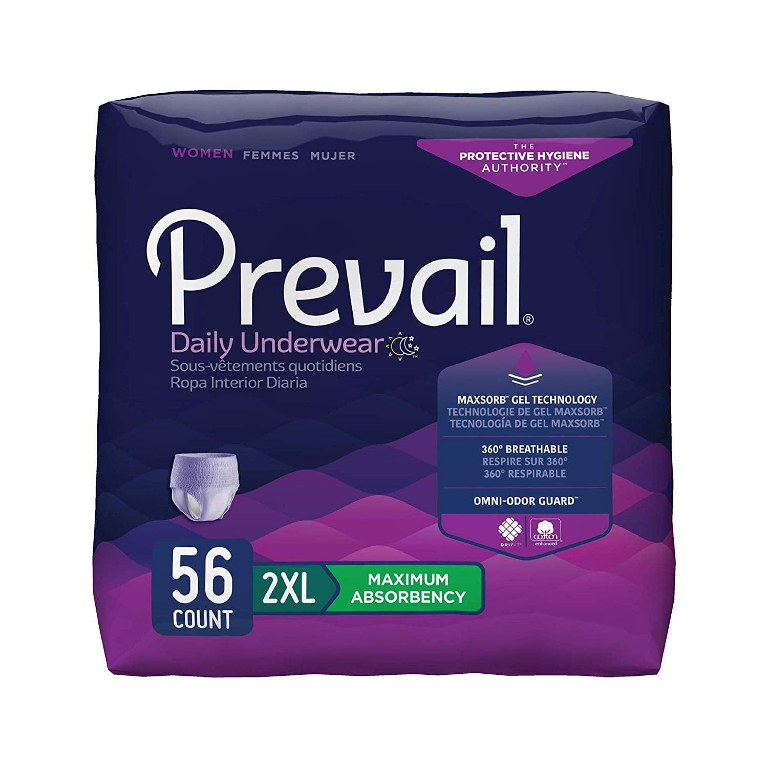Prevail PWC-517 Daily Underwear for Women 2X-Large, Heavy Absorbency, Case of 56