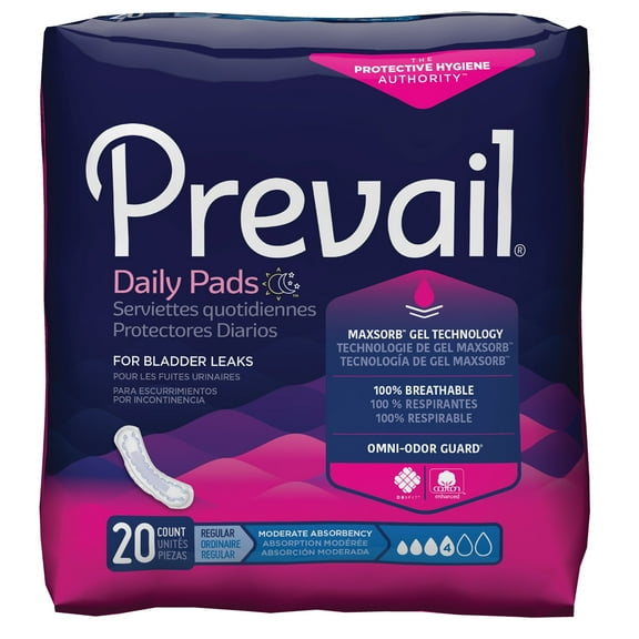 Prevail Pads for Women, Moderate Absorbency, 9.25 Inch Length, 20 Count, 9 Pack