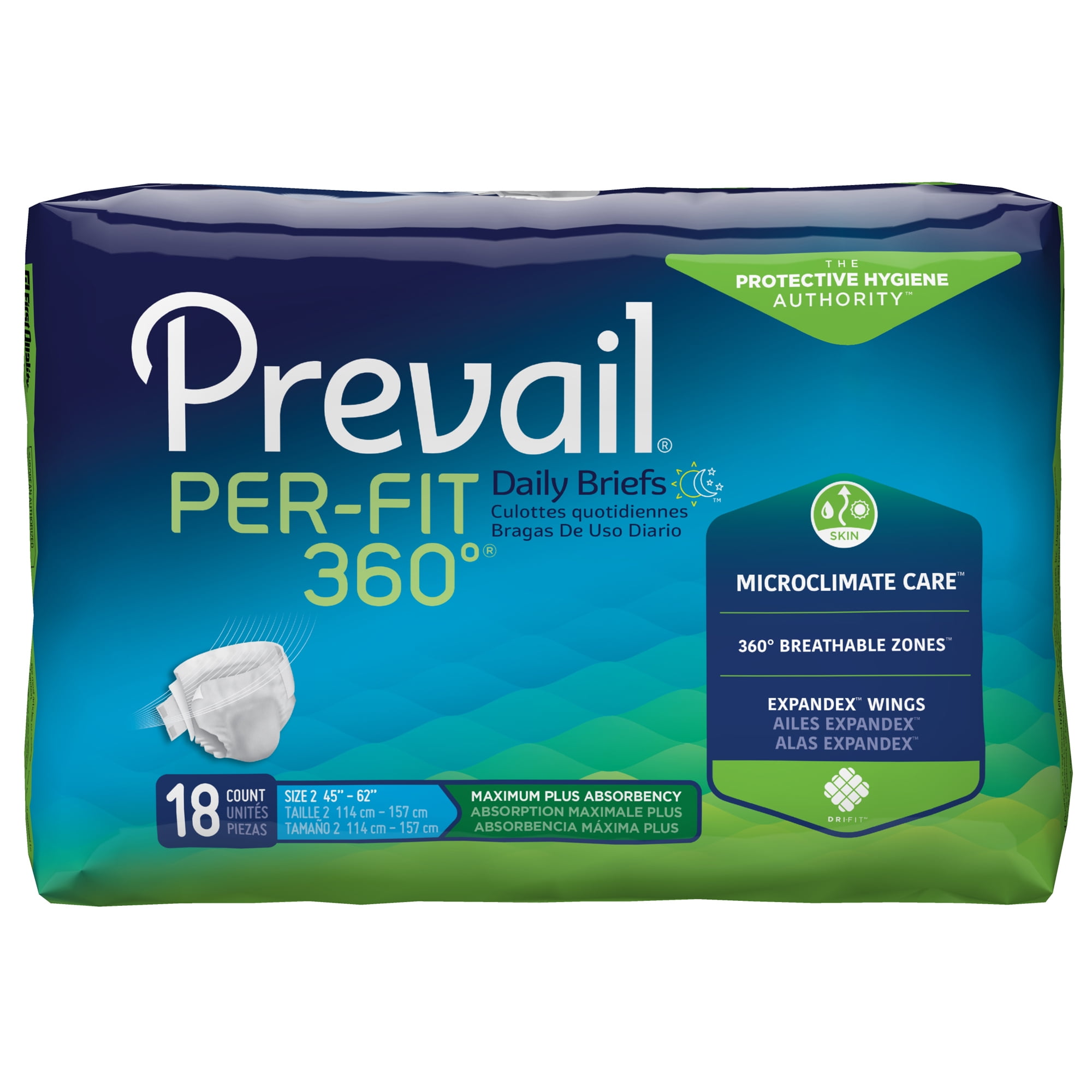 Prevail Per-Fit 360 Incontinence Brief L Winged, PFNG-013, Maximum Plus, 72  Ct 
