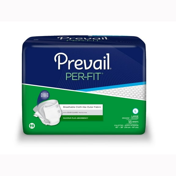 Prevail Per-Fit Adult Brief 45"-58" Large Disposable Maximum Plus Absorbency, PF-013/1 - 4 Packs of 18 - 72 Total