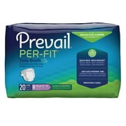 Prevail Per-Fit Daily Briefs, Incontinence, Disposable, Maximum Plus Absorbency, Regular, 20 Count, 4 Packs, 80 Total