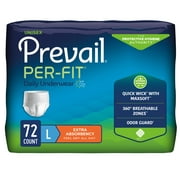 Prevail Per-Fit Daily Underwear, Incontinence, Disposable, Extra Absorbency, Large, 72 Ct