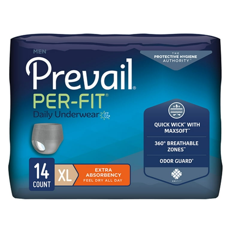 Prevail Per-Fit Men's Adult Incontinence Underwear, XL, Extra