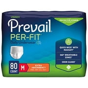 Prevail Per-Fit Incontinence Underwear, Pack of 4, Medium, Extra Absorbency 20 Count