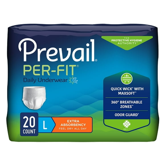 Prevail Per-Fit Extra Disposable Underwear Pull On with Tear Away Seams Large, PF-513/1, 39, 80 Ct