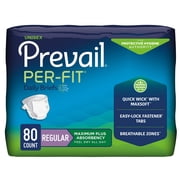 Prevail Per-Fit Incontinence Briefs, Maximum Plus Absorbency, Regular, 80 Count
