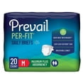 thumbnail image 1 of Prevail Per-Fit Unisex Maximum Absorbency Incontinence Briefs with Refastenable Tabs, Medium Size 1, 32" - 44", 20 Count, 1 of 6