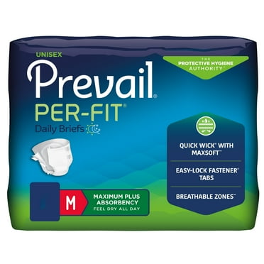 Prevail Per-Fit Maximum Plus Adult Incontinence Brief M Heavy Absorbency Breathable, PF-012/2, 80 Ct