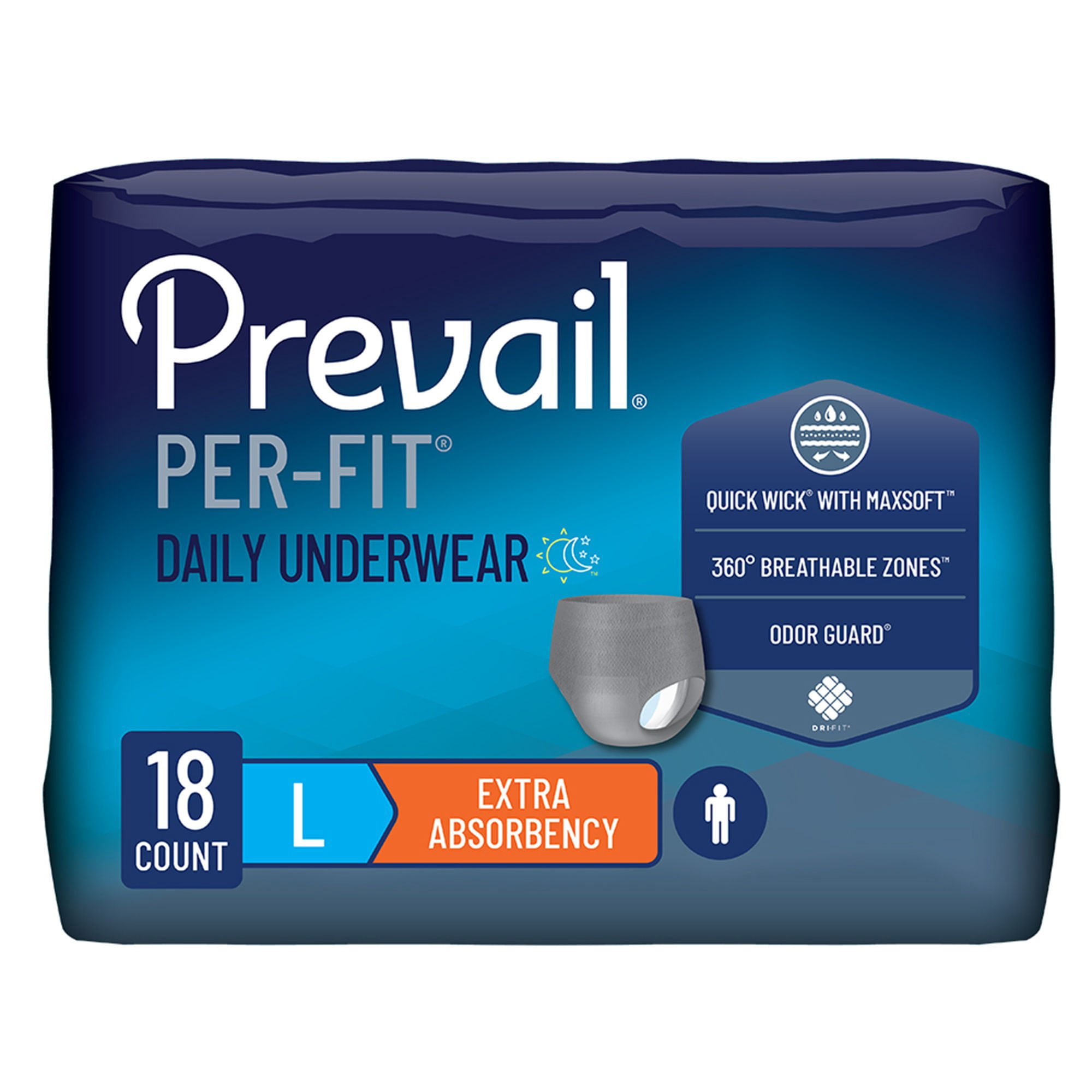 Prevail Per-Fit Men Adult Underwear L Moderate Absorbency PFM-513, 18 Ct