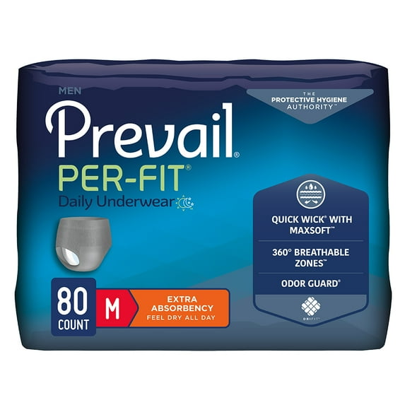 Prevail Per-Fit Men Adult Underwear M Moderate Absorbency PFM-512, 80 Ct (4 Packs of 20)