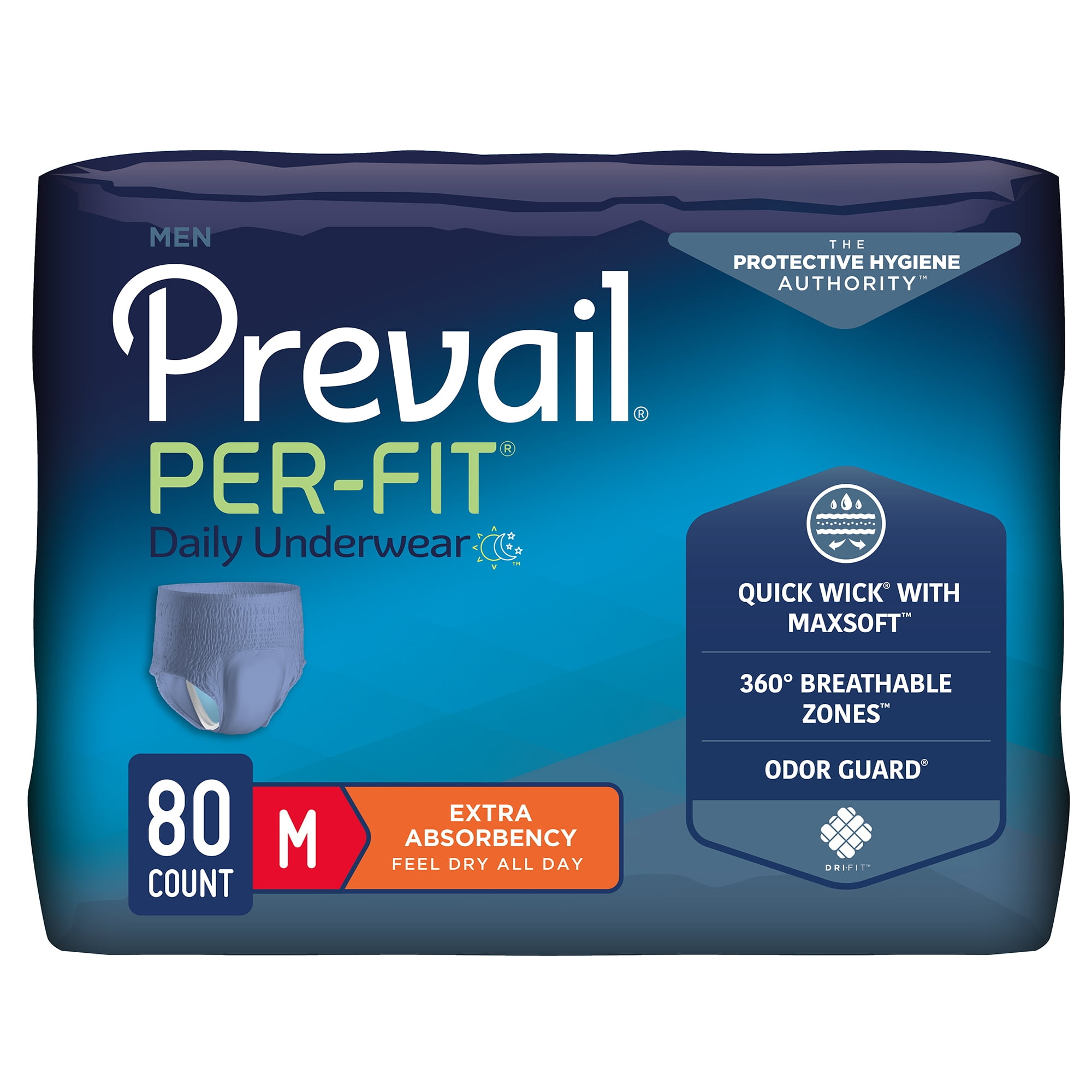 Prevail Per-Fit Underwear, Medium Fits 34 To 46 Inches - 20 Ea, 4 Pack