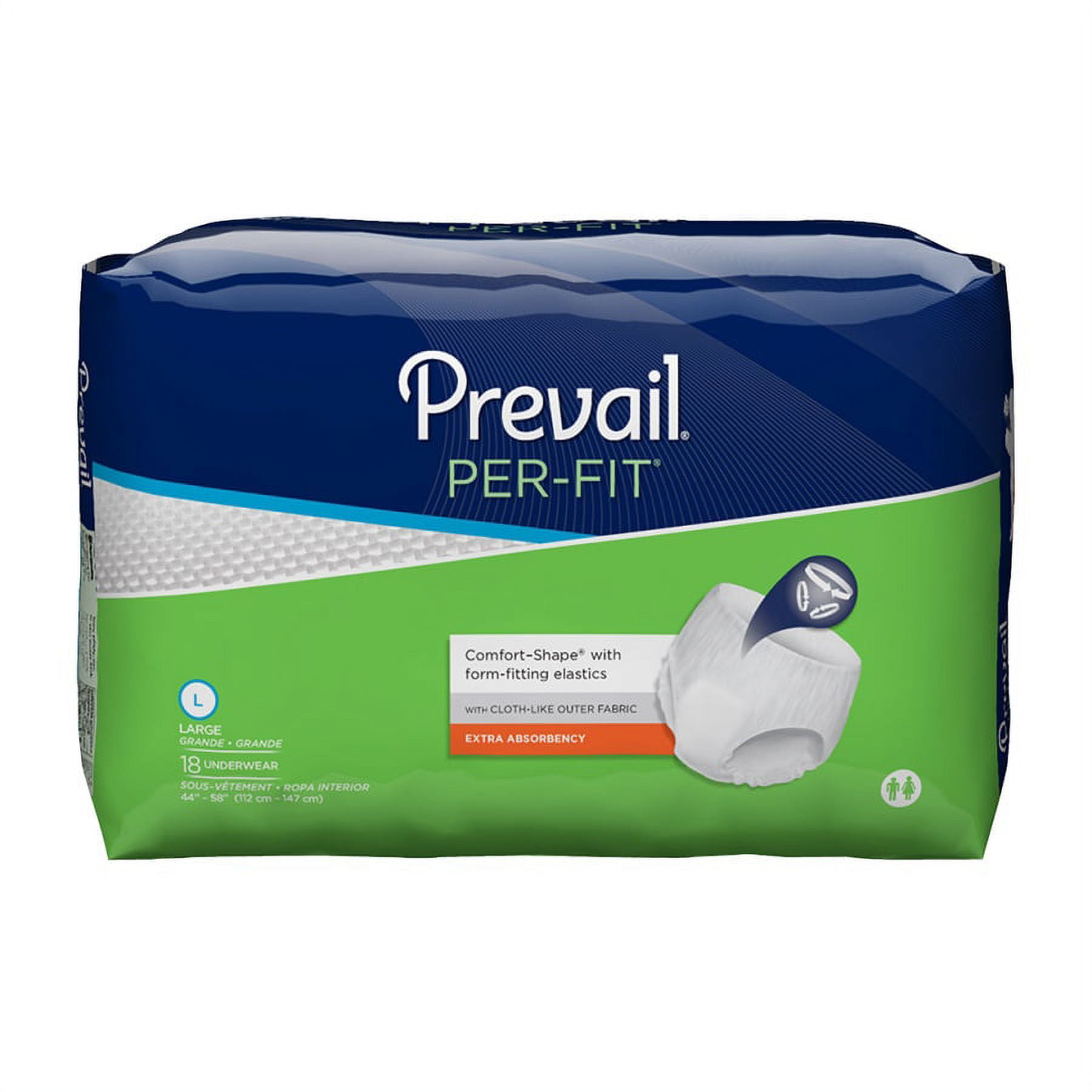 Prevail Per-Fit Protective Underwear ''Large, 44 - 58 , 18 Count