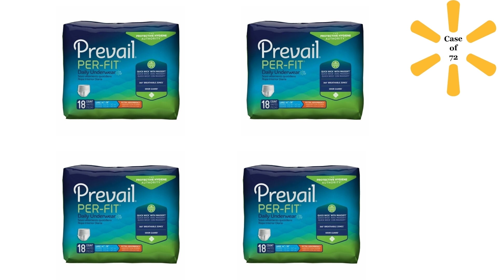 Prevail Per-Fit Unisex Adult Absorbent Underwear Pull On with Tear Away  Seams Large Disposable Heavy Absorbency, Case of 72 - PF-513 