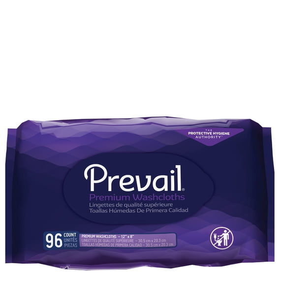 Prevail Premium Quilted Adult Washcloths Refill, 96 Count
