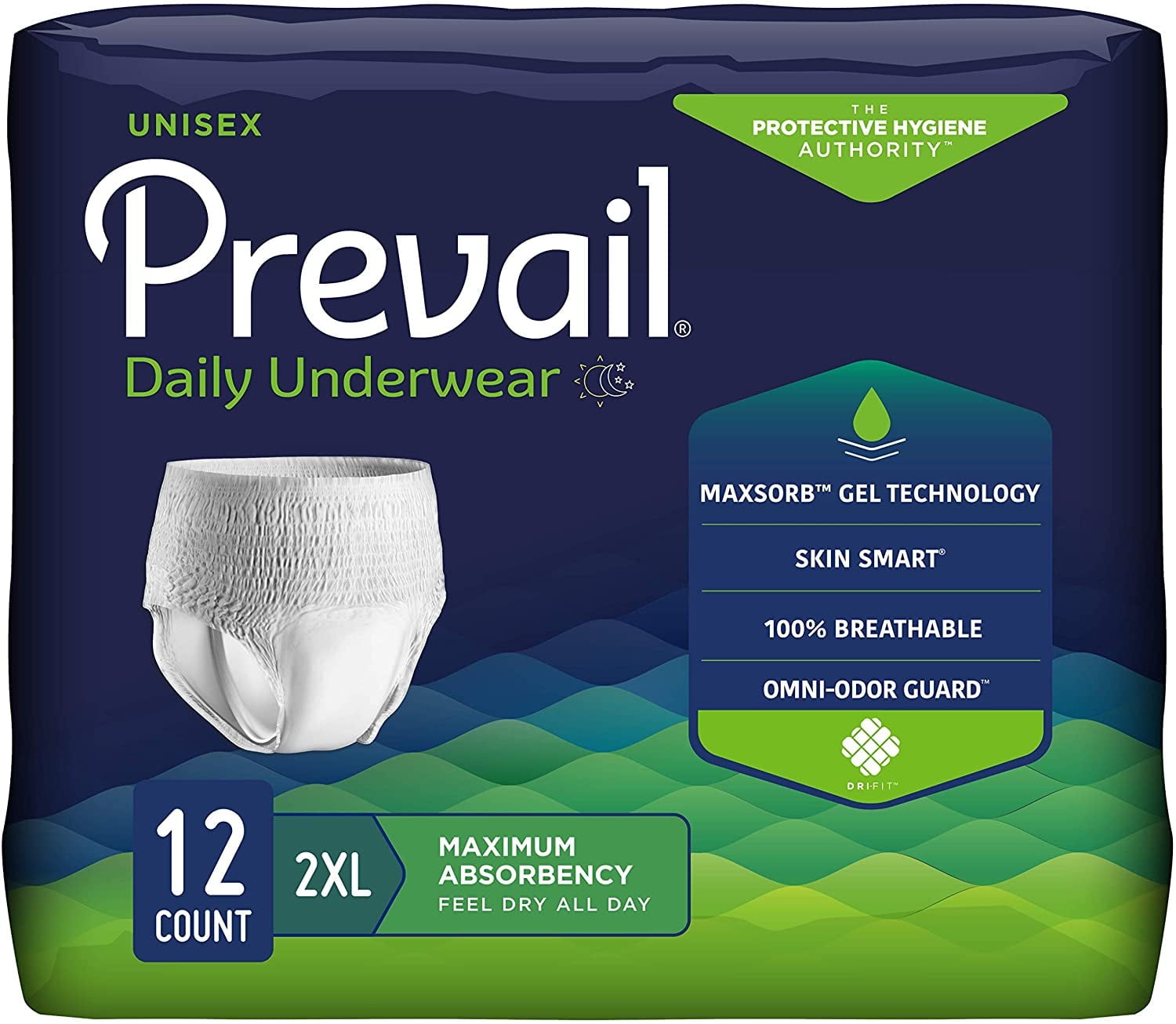 Prevail, Protective Underwear, 68-80 in, XX-Large 12 ct 2 pack