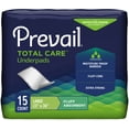 thumbnail image 1 of Prevail Total Care Underpad, 23 X 36 Inch, Fluff Absorbency, Pack of 15, 1 of 5