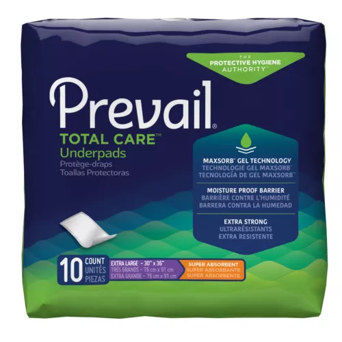 Prevail Total Care Underpads Heavy Absorbency 30 X 36" 10 ct