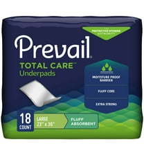 Prevail Total Care Underpads, Incontinence, Disposable, Fluff Absorbent, 23 in x 36 in, 72 Ct