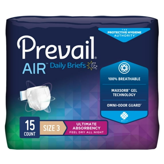 Prevail Unisex Breezers 360 Maximum Absorbency Incontinence Briefs, Size 3, 15 Count