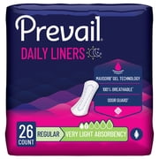 Prevail Very Light Absorbency Incontinence Liners, Regular Length, 26 Count