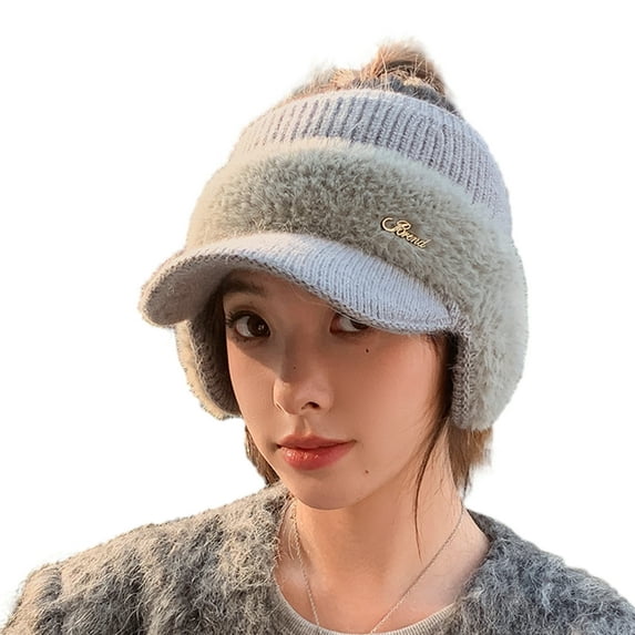 Prevalent Hat Ear Flaps Handmade Knit Baseball Hat Winter Ear Warmers Ear Covers for Cold Weather