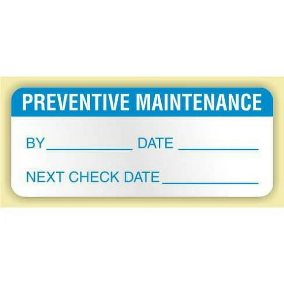 Preventive Maintenance Labels, 1.5" x .625", 4-Mil White Flexible Vinyl with Permanent Adhesive in Dispenser Box - Roll of 350 Labels