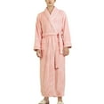 thumbnail image 1 of Previn Men's Ankle Fleece Bath Robe 2025 Plush Bathrobe Chunky Home Fall Long Comfy Billowy Hot Tub Lapel Nightwear Pink Medium-Large, 1 of 5