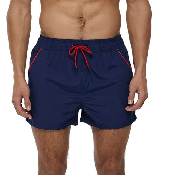 Previn Men's Beach Swim Trunks Swimsuit Shorts Summer Bathing Suit Quick Dry Mid Rise Drawstring Fall Spring Navy Medium