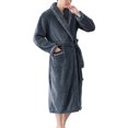 thumbnail image 1 of Previn Men's Belt Fleece Bathrobe Belt Loops Bathrobes Billowy Cold Weather Fall Calf Length Long Sleeve Loungewear Dark Grey Small-Medium, 1 of 3
