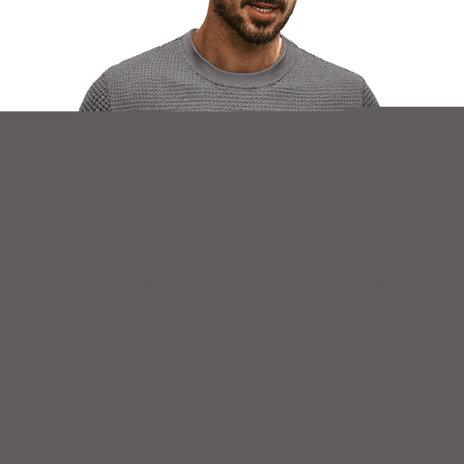 thumbnail image 1 of Previn Men's Casual T Shirt Comfy Tee Chic Ribbed Summer Knit Crew Neck Waffle Top Pull On Plus Big And Tall Grey X-Large, 1 of 1