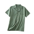 thumbnail image 1 of Previn Men's Cotton Pajama Top Soft Sleepwear Short Sleeve V Neck Button Comfy Breathable Pj Shirt Sleep Trendy Loungewear Green Large, 1 of 1