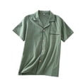 thumbnail image 1 of Previn Men's Cotton Pajama Top Soft Sleepwear Short Sleeve V Neck Button Comfy Breathable Pj Shirt Sleep Trendy Loungewear Green Small, 1 of 1