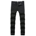 thumbnail image 1 of Previn Men's Distress Jeans Ripped Denim Pants Hole Summer Mid Rise Soft Slim Fit Fashion Trousers Long Pant Black 32, 1 of 4