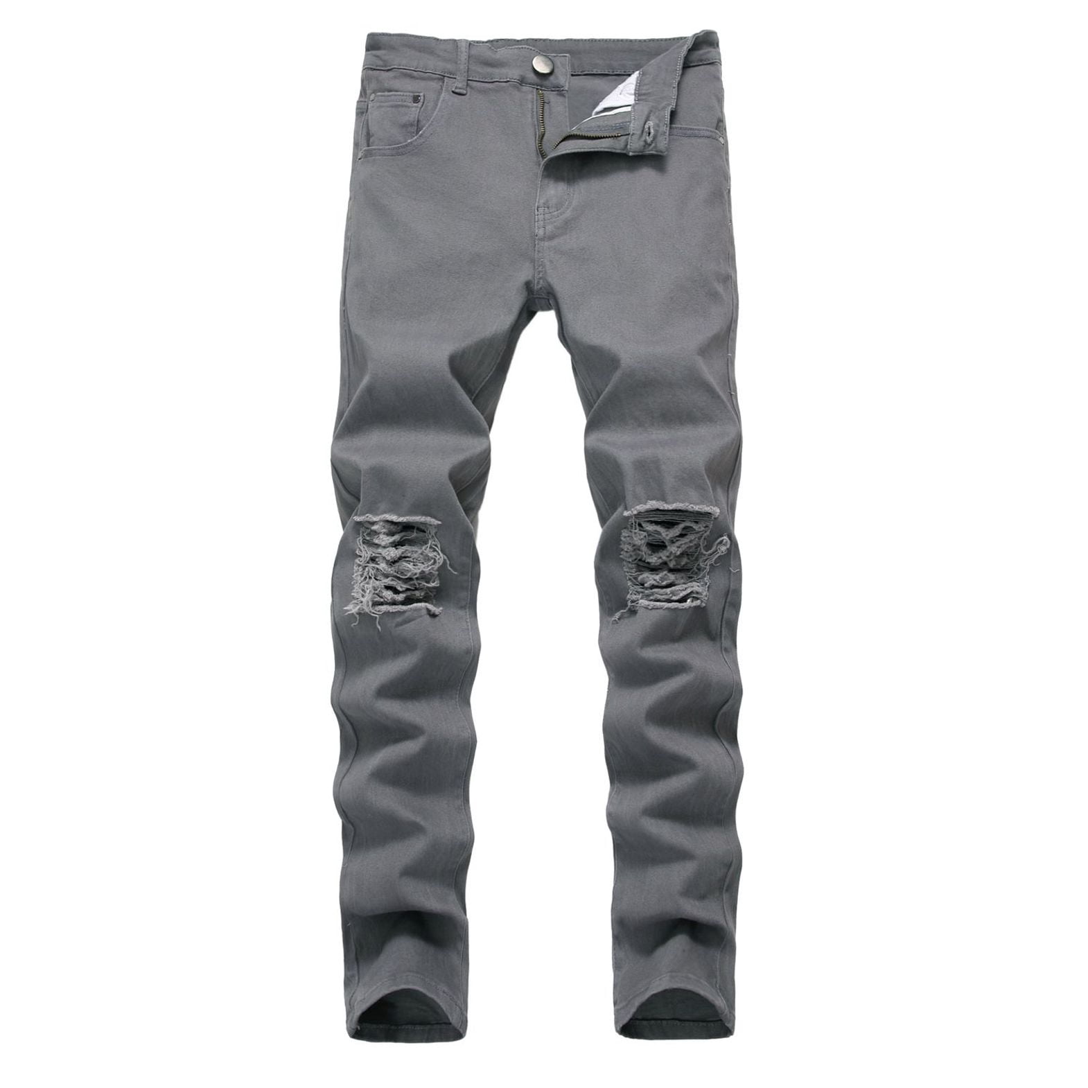 Previn Men's Distress Jeans Ripped Denim Pants Hole Summer Mid Rise ...