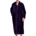 thumbnail image 1 of Previn Men's Flannel Robe Long Sleeve Winter Thick Long BathrobeZip Up House Coat Fuzzy Zipper V Neck Fleece Sleepwear Purple Small-Medium, 1 of 4