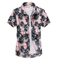 thumbnail image 1 of Previn Men's Hawaiian Shirt Short Sleeve Button Down Shirt Soft Button Up Summer Beach Shirt Printed Loose Fit Aloha Shirt Pink X-Large, 1 of 1