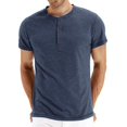 thumbnail image 1 of Previn Men's Henley Tshirt Cotton Tops Short Sleeve Thin Summer Comfy Fall Classic Basic Soft Casual T-shirt Dark Blue XX-Large, 1 of 1