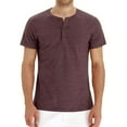 thumbnail image 1 of Previn Men's Henley Tshirt Cotton Tops Short Sleeve Thin Summer Comfy Fall Classic Basic Soft Casual T-shirt Dark Coffee XX-Large, 1 of 1