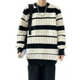 thumbnail image 1 of Previn Men's Long Sleeve Pullover Sweater Crewneck Warm Casual Cozy Mock Neck Knitwear Soft Top Knitted Fashion Zebra Strips Large, 1 of 5