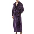 thumbnail image 1 of Previn Men's Plush Robe Soft Long Sleeve Long Winter Warm Flannel Loose Fit Fuzzy Fleece Bathrobe Luxury Fall Purple Large-X-Large, 1 of 4